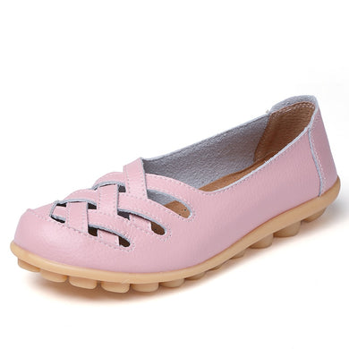 Women Flat Summer Genuine Leather Shoes Woman