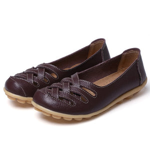 Women Flat Summer Genuine Leather Shoes Woman