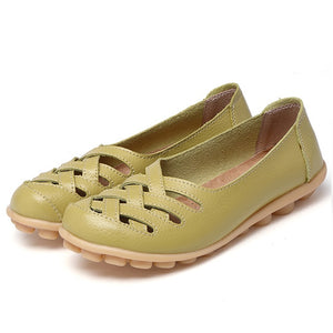 Women Flat Summer Genuine Leather Shoes Woman