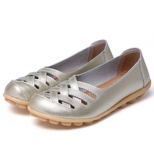 Load image into Gallery viewer, Women Flat Summer Genuine Leather Shoes Woman