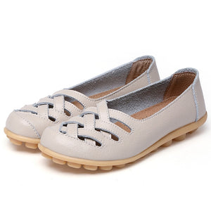 Women Flat Summer Genuine Leather Shoes Woman