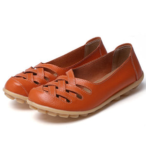 Women Flat Summer Genuine Leather Shoes Woman