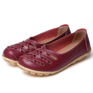 Women Flat Summer Genuine Leather Shoes Woman