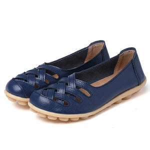 Women Flat Summer Genuine Leather Shoes Woman